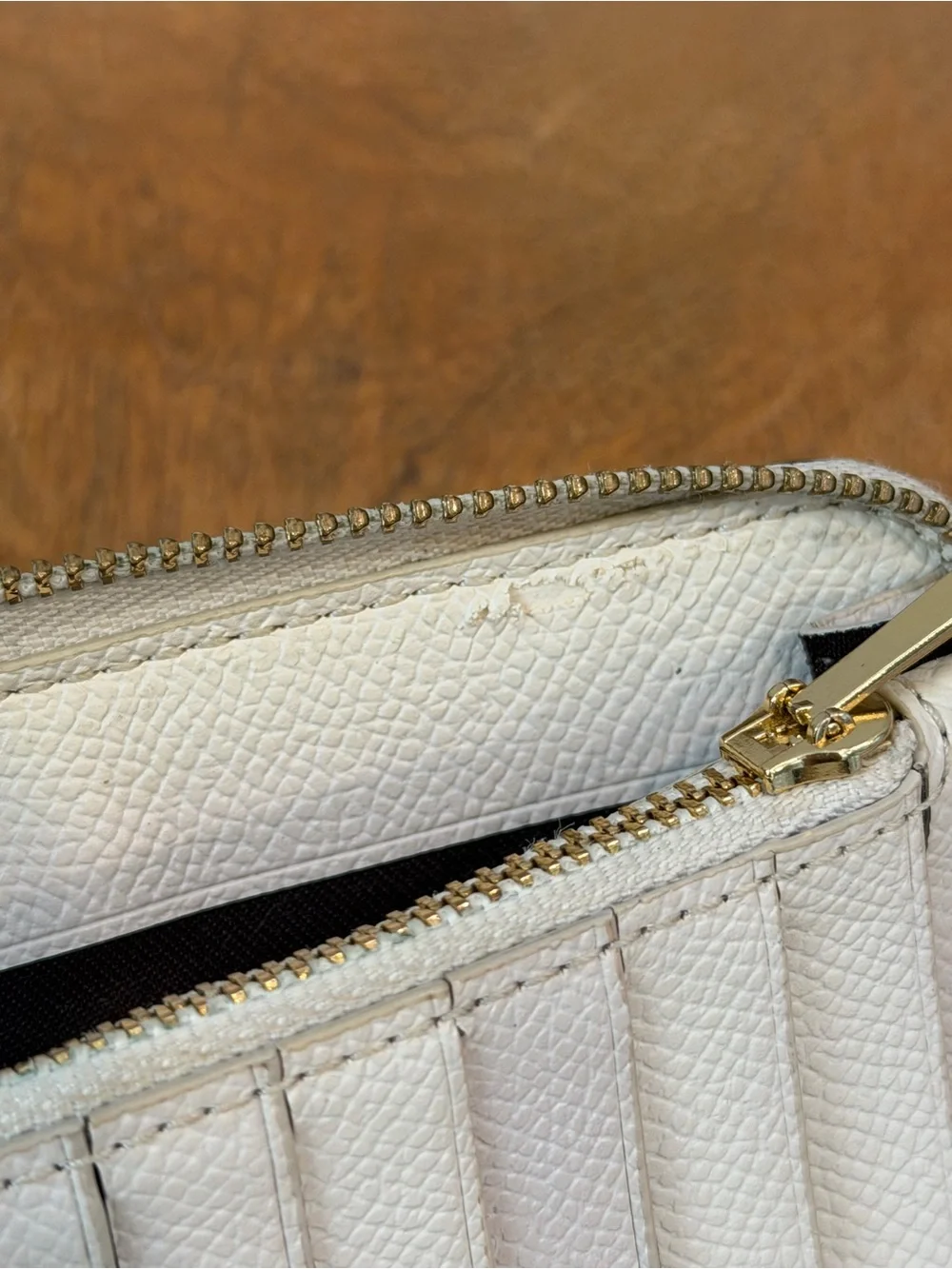 Coach Ivory Leather Zip-Around Wallet